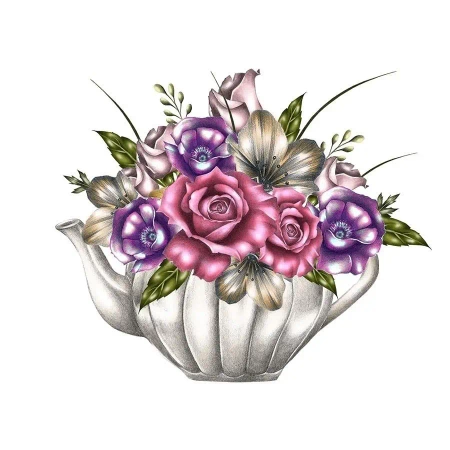 Karnet Swarovski kwadrat CL0329 Kwiaty w imbryku - Clear Creations