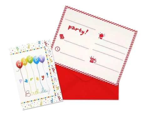 Zaproszenia z kopertami Happy Birthday 6szt - Godan