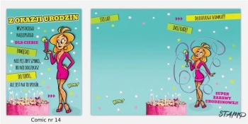 Karnet Comic B6 + koperta wzór nr 14 Urodziny - Stamp