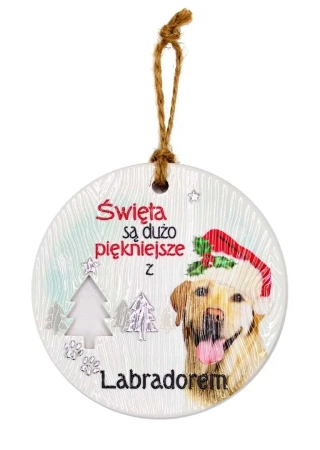 Zawieszka ceramiczna Boże Narodzenie Labrador - Kukartka
