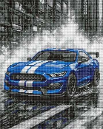 Diamentowa mozaika - Niebieskie wyścigi 40x50cm - Ideyka