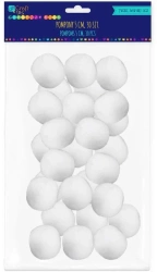 Pompony poliestrowe białe 5cm 30szt - Dalprint