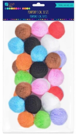 Pompony poliestrowe kolorowe 5cm 30szt - Dalprint dpCraft