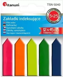 Zakładki indeksujące fluo 12x45mm 5x25 kartek - Titanum