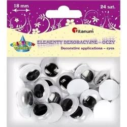 Oczy bez kleju i rzęs 18mm 24szt - Titanum