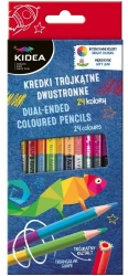 Kredki trójkątne dwustronne 24 kolory KIDEA - DERFORM