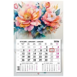 Kalendarz 2026 jednodzielny główka płaska Kwiaty - EV-Corp