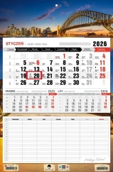 Kalendarz 2026 jednodzielny z planem zajęć Sidney - Pan Kalendarzyk