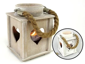 Lampion na tealight drewniany 12x16x12cm MIX - ADAR