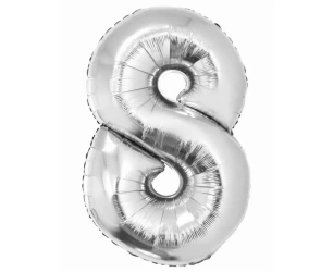 Balon foliowy Smart cyfra 8 srebrny 76cm - Godan