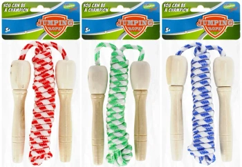 Skakanka z drewnianymi rączkami