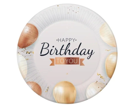 Talerzyki papierowe Happy Birthday 18cm 6szt - Godan