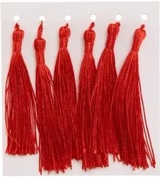 Frędzelki chwosty ozdobne czerwone 8cm 6szt - Brewis