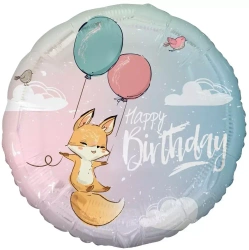Balon foliowy Lisek Happy Birthday 45cm - Godan