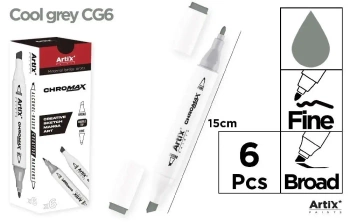 Marker Chromax z 2 końcówk. cool grey CG6 (6szt) - Artix