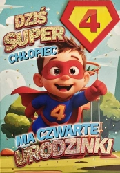 Karnet Urodziny 4 chłopiec - Superbohater - YEKU