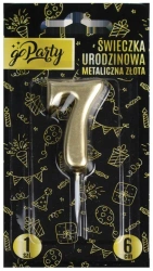 Świeczka urodzinowa 7 Metaliczna złota - GoParty