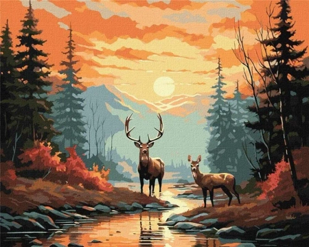 Malowanie po numerach - Elegancki jeleń 40x50cm - Ideyka