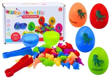 Sorter jaja dinozaurów szczypce kolorowe 6szt - Leantoys