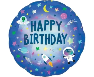 Balon foliowy holo Happy Birthday Kosmos 46cm - Amscan