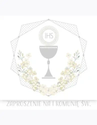 Zaproszenie kwadrat ZKW 120x120 Komunia zest. 62163 Dziecięce - Chłopiec, Dziewczynka, Srebrne - POL-MAK