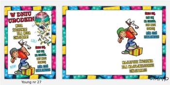 Karnet Young B6 + koperta wzór nr 027 Urodziny - Stamp