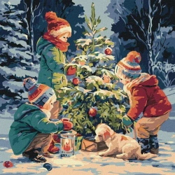 Malowanie po numerach -Choinka przyjaźni 4040cm - Ideyka