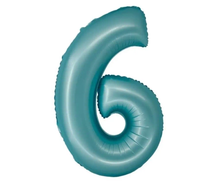 Balon foliowy Smart cyfra 6 niebieski matowy 76cm - Godan