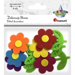 Filcowe kwiaty 3D 55x100mm mix 6szt - Titanum