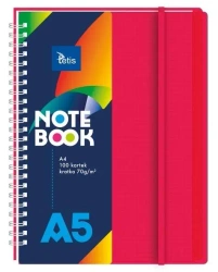 Kołonotatnik A5/100K kratka PP czerwony - Tetis