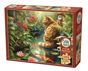 Puzzle Cobble Hill 275 elementów Cobble Hill Puzzle 275 el. XL Ryby Koi, kot i krasnal 625012480307