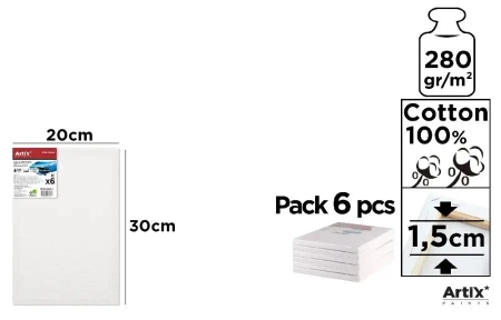 Podobrazie 20x30x1,5cm 280G/m2 (6szt) - Artix