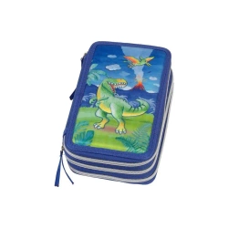 Piórnik trzykomorowy z wyposażeniem Dinosaur - Faber Castell