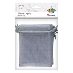 Woreczki z organzy szare 9x12cm 6szt - Titanum