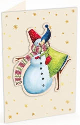 Karnet C6 naklejany + kop. Święta Kob z bałwanem - Cozywood