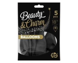 Balony Beauty&Charm pastelowe czarne 5szt - Godan