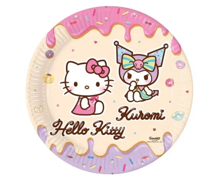 Talerzyki papierowe Hello Kitty and Kuromi 23cm 8szt. - Procos