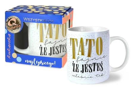Kubek Premium Tato, fajnie, że jesteś - Kukartka