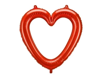 Balon foliowy Serce czerwone ramka 86x83.5cm - PartyDeco