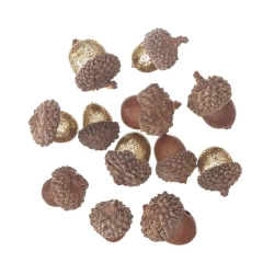 Żołędzie z brokatem naturalne 12szt - Dalprint dpCraft