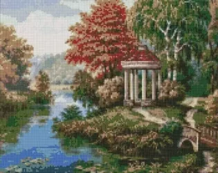 Diamentowa mozaika - Altanka nad rzeką 40x50cm - Ideyka
