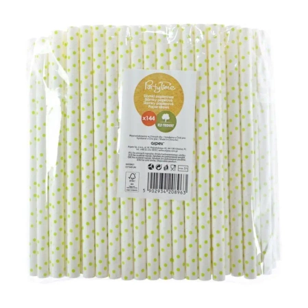 Słomki papierowe shake 8mm żółte 144szt - Arpex