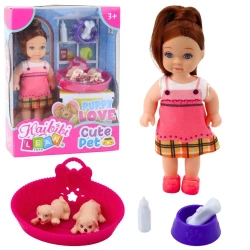 Laleczka z dwoma szczeniaczkami - Leantoys