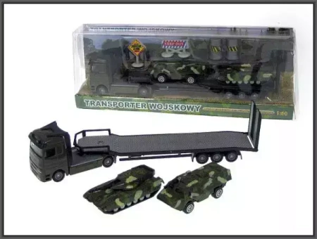 Transporter wojskowy + 2 pojazdy pod kloszem 540104 HIPO