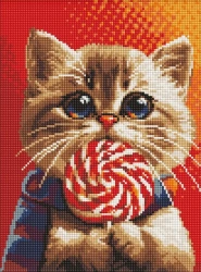 Diamentowa mozaika - Kot z cukierkami 30x40cm - Ideyka
