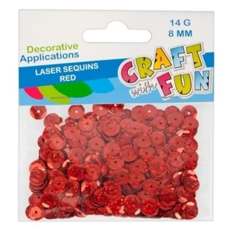 Cekiny laser 8mm czerwony - Craft with Fun