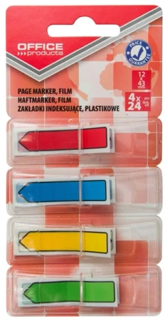 Zakładki indeksujące strzałka Office Products PP 12x43mm blister mix kolorów