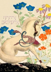 Karnet B6 brokat z kopertą Urodziny Jednorożec - Madame Treacle