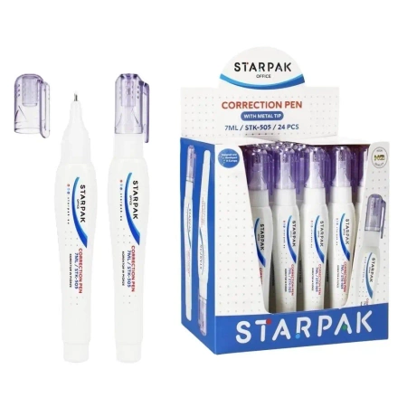 Korektor w piórze z metalową końcówką 7ml (24szt) - STARPAK