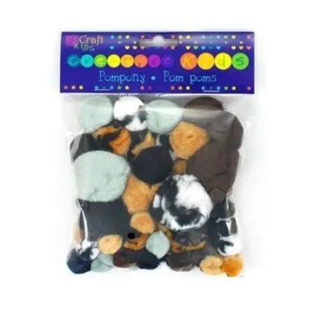 Pompony akrylowe animal prints 56szt mix - Dalprint dpCraft